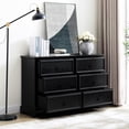 thumbnail image 5 of Black 6-Drawer Dresser for Bedroom / Rustic Oak Grain Top / Effortless Drawer Movement, 5 of 7