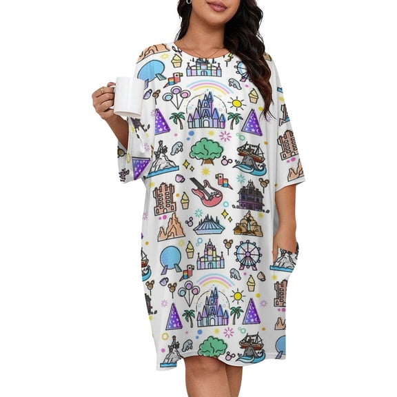 Happiest Place on Earth Collection Sleepshirts For Sleeping Travels Loose Sleepdress Pajama Dress Soft Nightdress Sleepwear