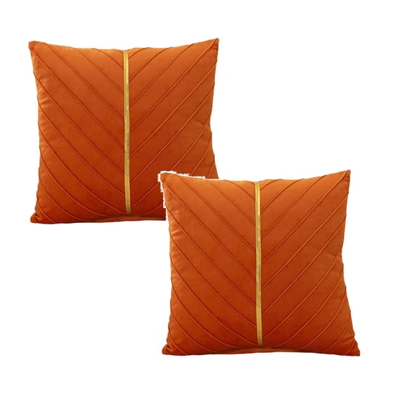 2Pcs Offer Countdown! Velvet Throw Pillow Cover 45X45Cm With Gold Leather For Sofa Bed And Living Room Pillow Case Practical Home Decor 17.7"