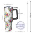 thumbnail image 2 of 40oz Pioneer Flower Floral Print Pattern Insulated Tumbler with Handle, BPA-Free Leak Proof Lid and Straws, Double Wall Vacuum, Hot 12h/Cold 34h, 2 of 6