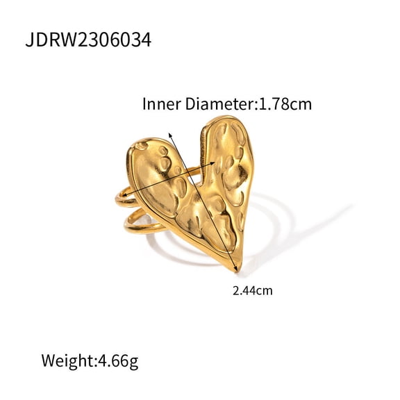 Women's Stainless Steel Ring Retro Lava Love Heart Ring Electroplated Geometric Ring Fashion Jewelry Gift for Her
