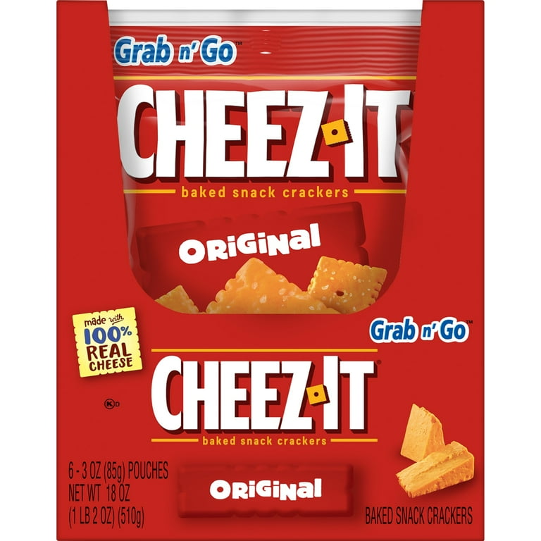 Cheez-It Original Cheese Crackers, Baked Snack Crackers, 6 Count