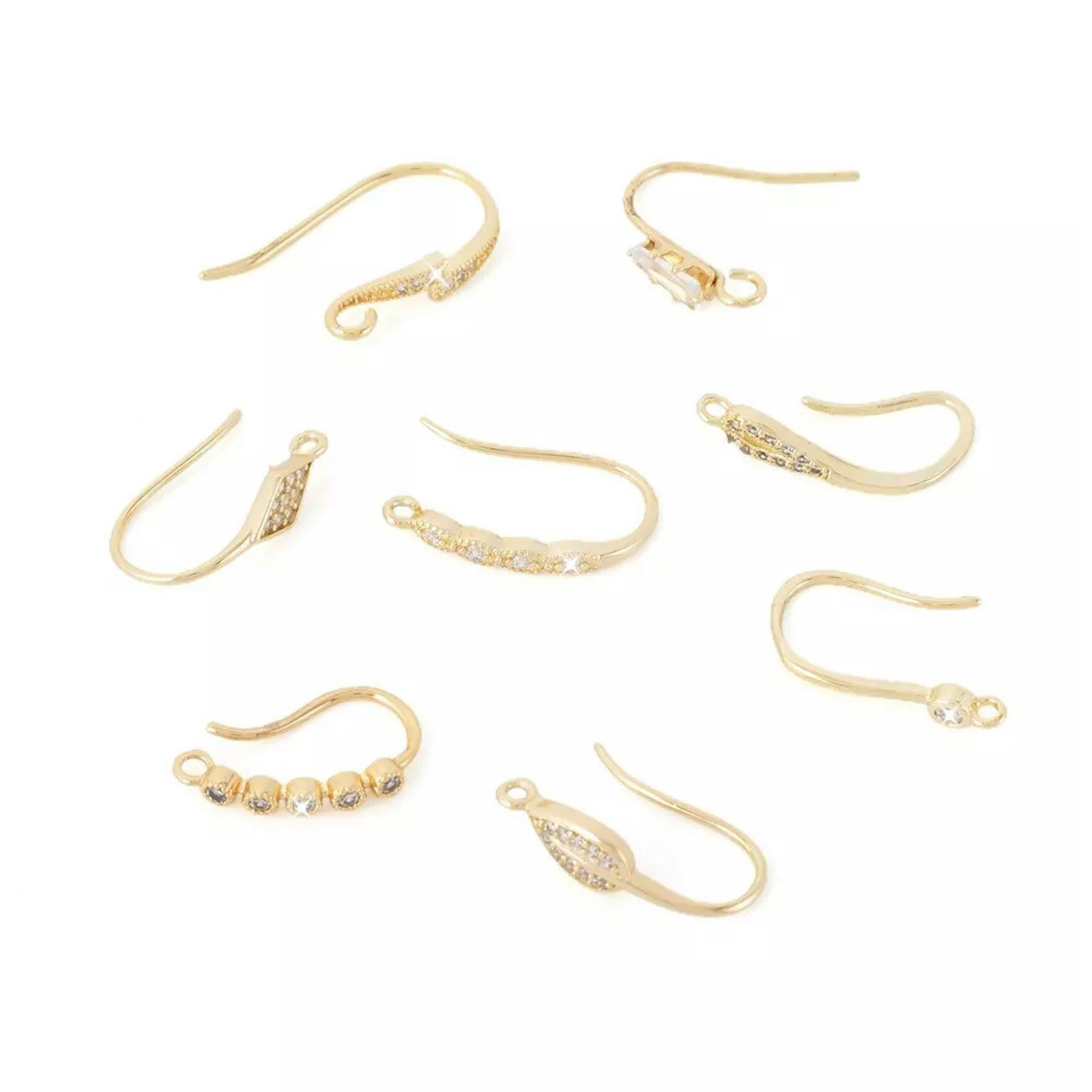EOEMY 1 Box Rhombus Teardrop Brass Micro Pave Cubic Zirconia Earring Hooks 15~19mm