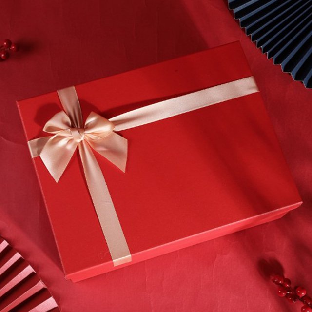 Caja de regalo con lazo JilgTeok, extragrande, roja, con lazo, transparente, para San Valentín, Día de la Madre, cumpleaños y bodas. Color rojo, 19 x 13 x 8 cm (dorado).