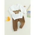 thumbnail image 3 of Bagilaanoe 2PCS Toddler Baby Boy Long Pants Set Letter Print Long Sleeve Sweatshirt Pullover Tops + Drawstring Sweatpants 6M 12M 18M 24M 3T Kids Casual Sweatsuits, 3 of 9