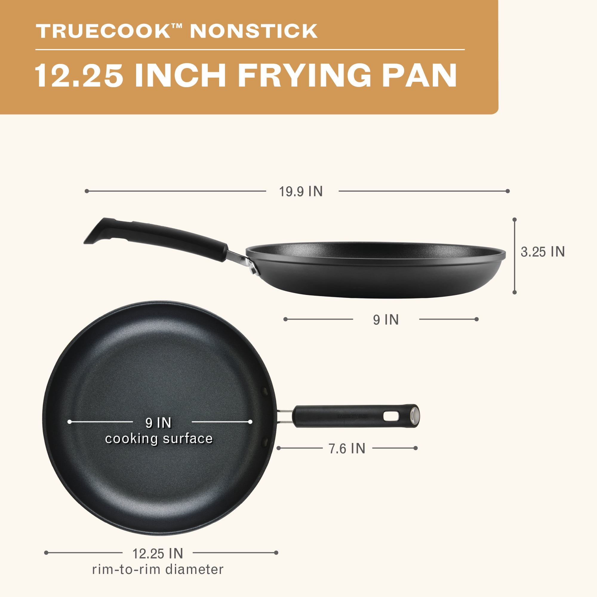 Farberware TrueCook 12.25 Inch Nonstick Frying Pan, Black