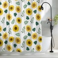 thumbnail image 2 of Spring Sunflowers Small Stall Shower Curtain, Waterproof Shower Curtains for Bathroom, Green Leaves Yellow Floral Rustic Botanical Washable Fabric Bath Curtain for Bathtub with Hooks 36x78 Inches, 2 of 9