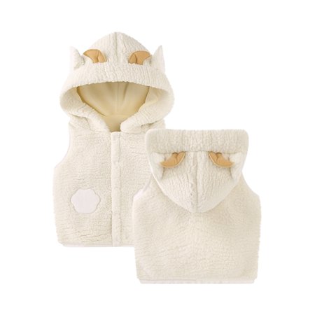 

RPVATI Baby Boys Girls Sleeveless Hooded Vest Infant Button Up Waistcoat Dinosaur Fleece Winter Warm Outwear