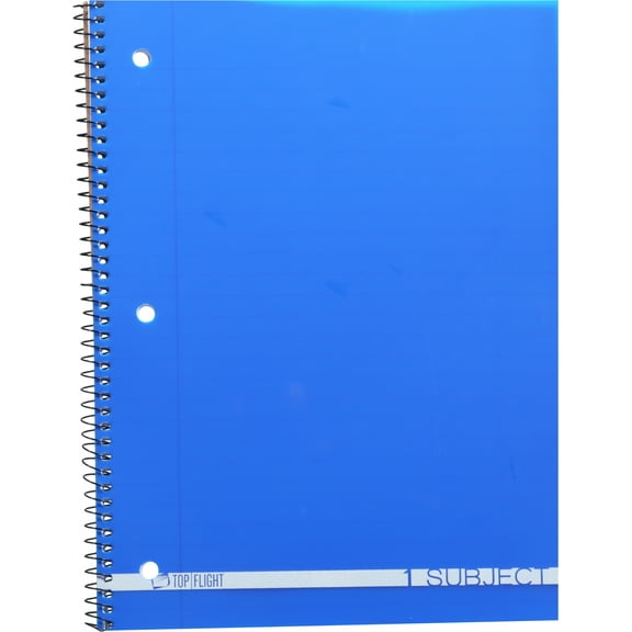Top Flight Poly Cover 1-Subject Notebook 90-Sheets Wide Rule (Color May Vary)
