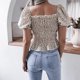 thumbnail image 4 of Top con cuello cuadrado,Top con cuello cuadrado, Top con mangas abullonadas, Blusa de verano, Rendimiento inigualable, 4 of 6