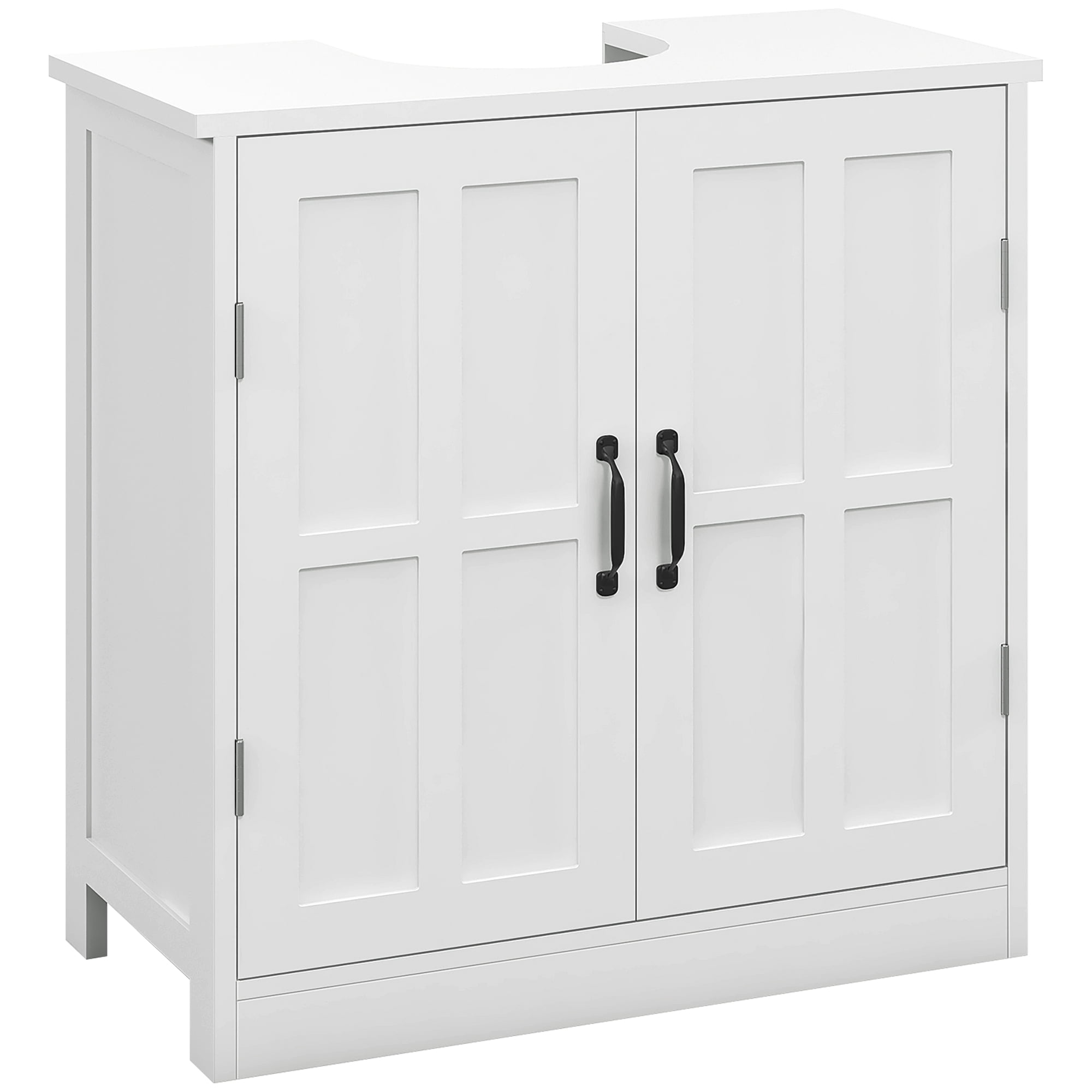 kleankin Pedestal Under-Sink Cabinet, Bathroom Storage Unit with Double Doors and Adjustable Shelf, White