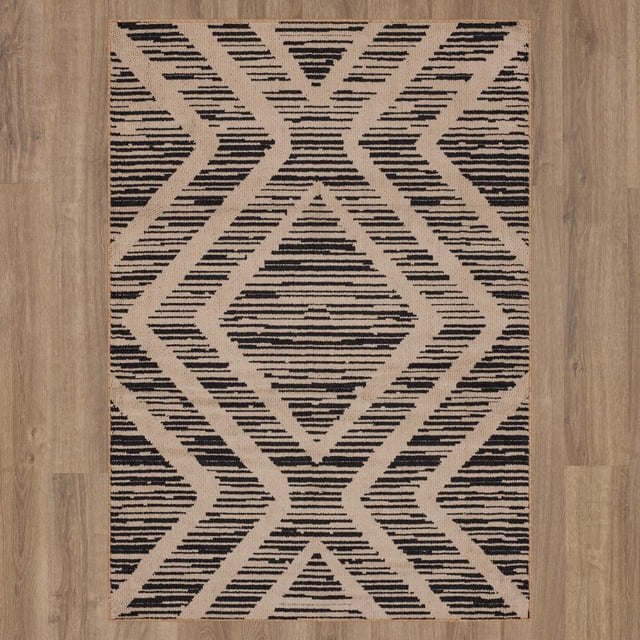 GEOMETRIC Mainstays Modern Geometric Pattern Tufted Grey, Machine Washable Area Rug 5x7, Ideal for Living Room, Dining Area, and Bedroom