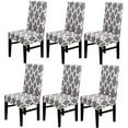 thumbnail image 1 of Dining Chair Cover Set of 6 Stretch Spandex Short Dining Chair Protective Cover Removable Chair Protector Decorative Seat Covers for Dining Room Wedding Banquet Party (Grey+White), 1 of 8