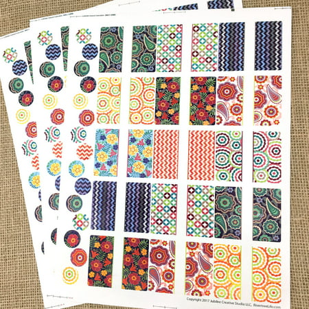 45 Kaleido Rectangle Poly Weatherproof Labels + 45 Matching Round Stickers for Lip Balm or Essential Oils by Rivertree