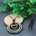 thumbnail image 5 of Leather Necklace for Men Double Circle Rings Leather Rope Pendant Necklace Punk Leather Chain Disc Ring Necklace Vintage Jewelry Gift, 5 of 13