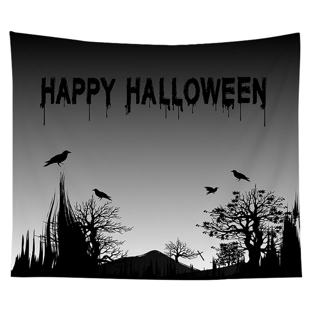 Fankiway Halloween Tapestry with Skull Print Background Hanging On the