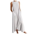 thumbnail image 1 of Vestido largo sin mangas y cuello redondo de color liso para mujer - Poliéster, primavera/verano - Tallas S-XXL, largo regular, 1 of 2