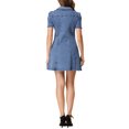 thumbnail image 3 of Allegra K Women's Solid Color Turn Down Collar Fit & Flare Denim Dress, 3 of 6