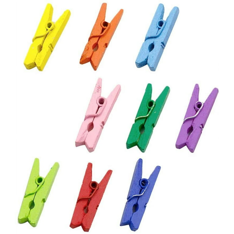 100PCS Mini Clothespins Wooden Clips, Clothes Pins Colored, Mini