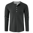 thumbnail image 5 of Dwelliawo Mens Shirts Winter Stylish Casual Shirt Long Sleeve Button Waffle Henley T-Shirt Lightweight Fashion Pullover Tees Black L, 5 of 8
