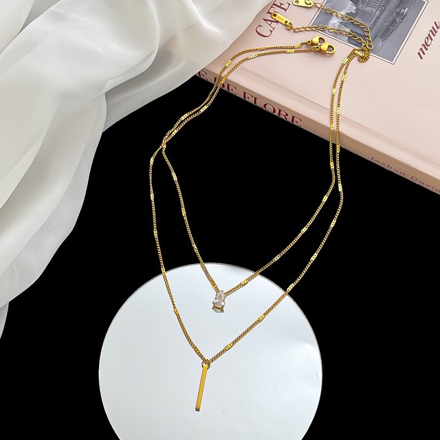 Collares delicados de acero inoxidable para mujer, Gargantilla con cadena con dije de borla de circón inicial, colección de collares y colgantes, joya de moda
