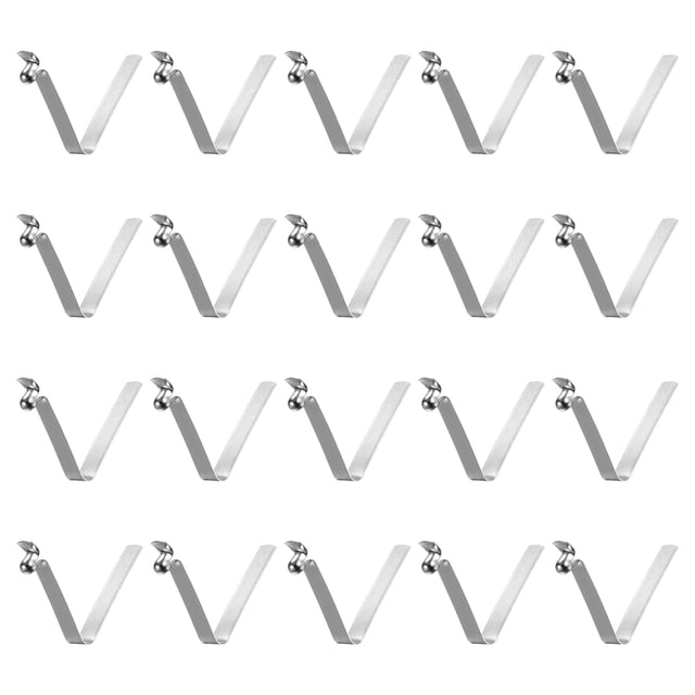 Unique Bargains 20pcs Single Button Kayak Paddle Snap Spring Clip 30mmx3.8mm V Shaped Hollow Lift Telescopic Locking Pole Clips