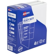 Avery Heavy-Duty View Binders, 1" Slant Rings, 4-Pack White