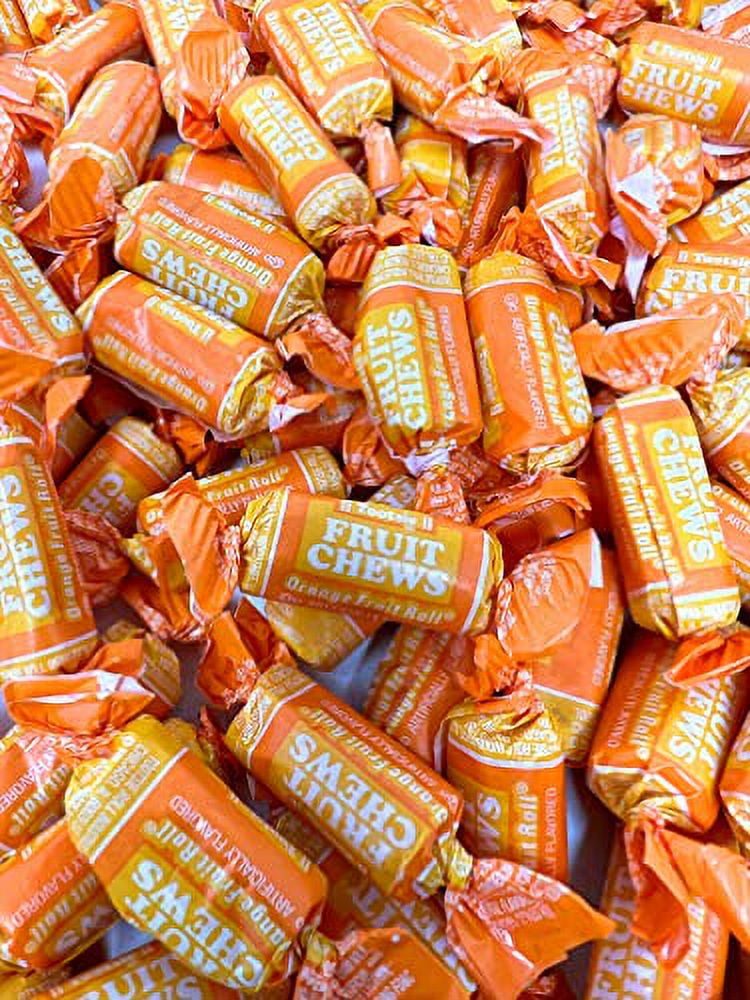 Orange Flavor Tootsie Roll Fruit Chews Bulk American Chewy Taffies Candy Individually Wrapped In Resealable Bag 2 Lb 130+pcs (32-Oz) - Made In USA