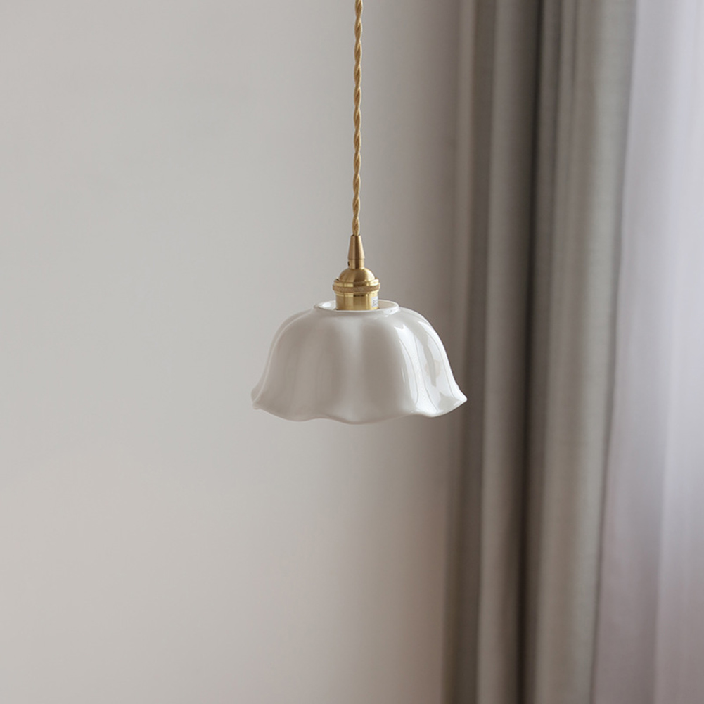 Mini White Ceramic Pendant Light Fixture, Small Japanese Style Vintage Pendant Lighting, Single Simple Retro Pendant Lamp, Pendant Light for Over Kitchen Sink Bar Bedside  Dining Table Entrance Closet