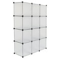 thumbnail image 4 of Cube Bookshelf with Door, Plastic Bookcase Organizer Closet Toy Organizer, Tesseract Piece Shelf, 4 Layer 12 Compartment Cube Storage Shelf, White Color, 4 of 8
