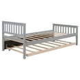 thumbnail image 2 of Twin Bed with Trundle - Grey Platform Bed Frame, Twin Size, Pine Wood, Headboard & Footboard, for Bedroom, Small Space, No Box Spring Needed, 2 of 16