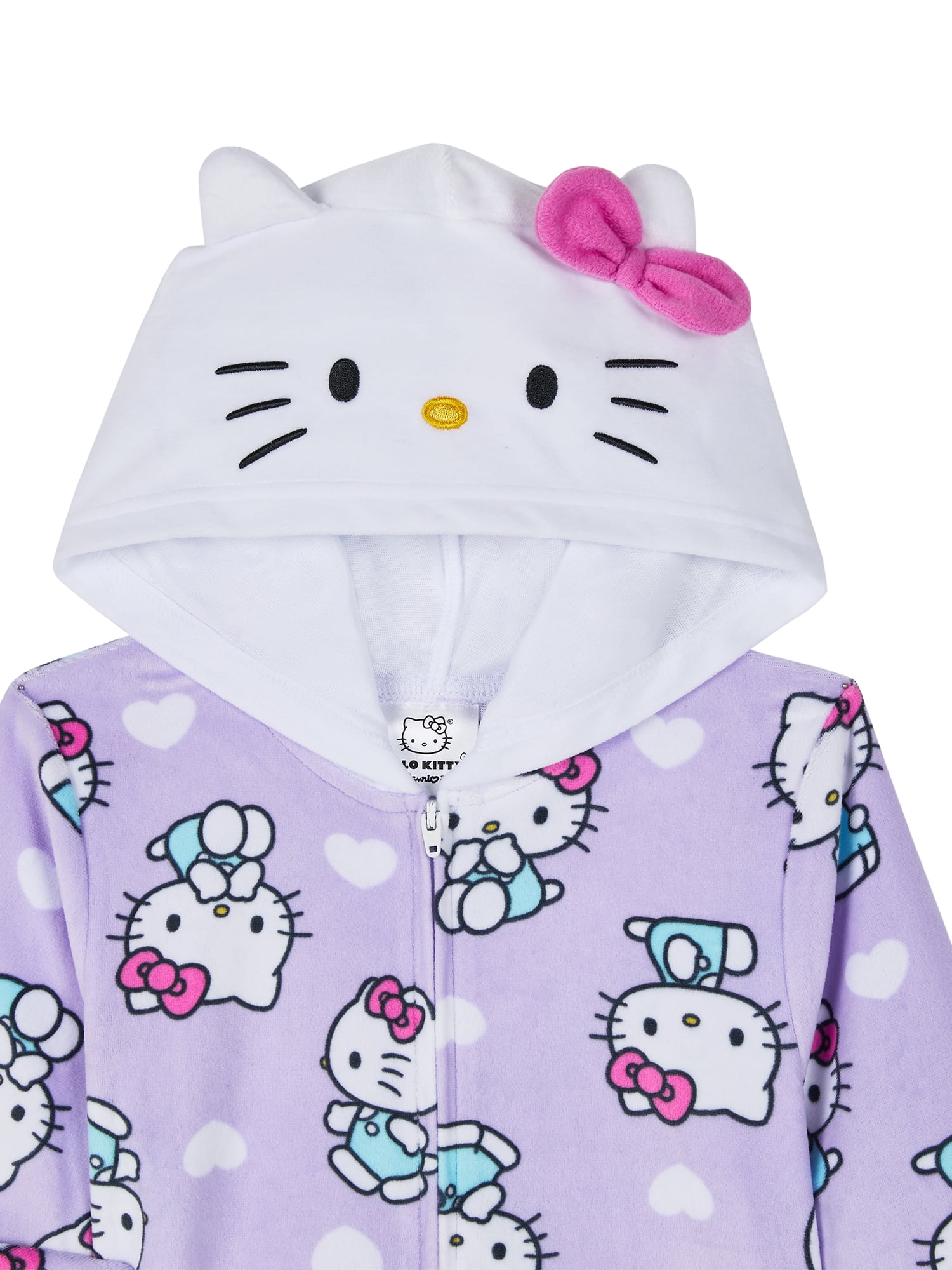 Hello Kitty Girls Hooded Union Suit Pajama, Sizes 4-12