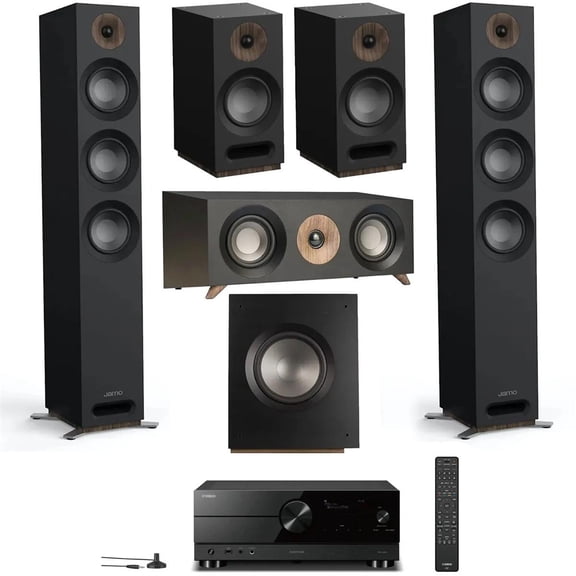 Jamo Studio Series 5.1 Channel Home Theater System, Bundle with Yamaha RX-A2AB 7.2-Channel AV Receiver, Black