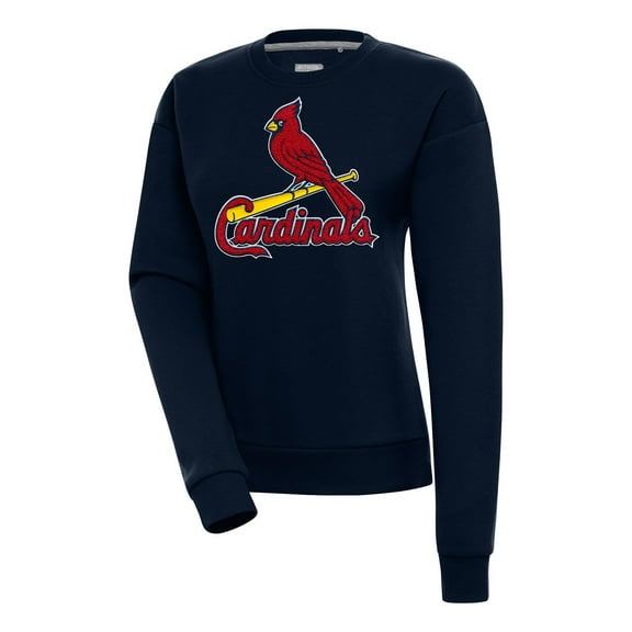 Women's Antigua  Navy St. Louis Cardinals Victory Chenille Pullover Sweatshirt