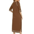 thumbnail image 6 of Lorytime Womens Pajamas Dress Long Raglan Sleeve 3/4 Sleeve Nightgowns Crewneck Solid Sleepshirts Nightdress with Pockets Zipper Pajamas Dress Comfy Soft Lounge Sleepdress Brown S, 6 of 6