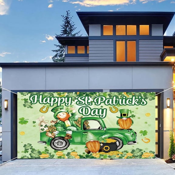 St. Patrick's Day Decorations St. Patrick's Day Garage Door Decoration St. Patrick's Day Garage Door Banner Mural Cover 7 X 16 /6 X 13 Feet Large St. Patrick's Day Holiday Party I