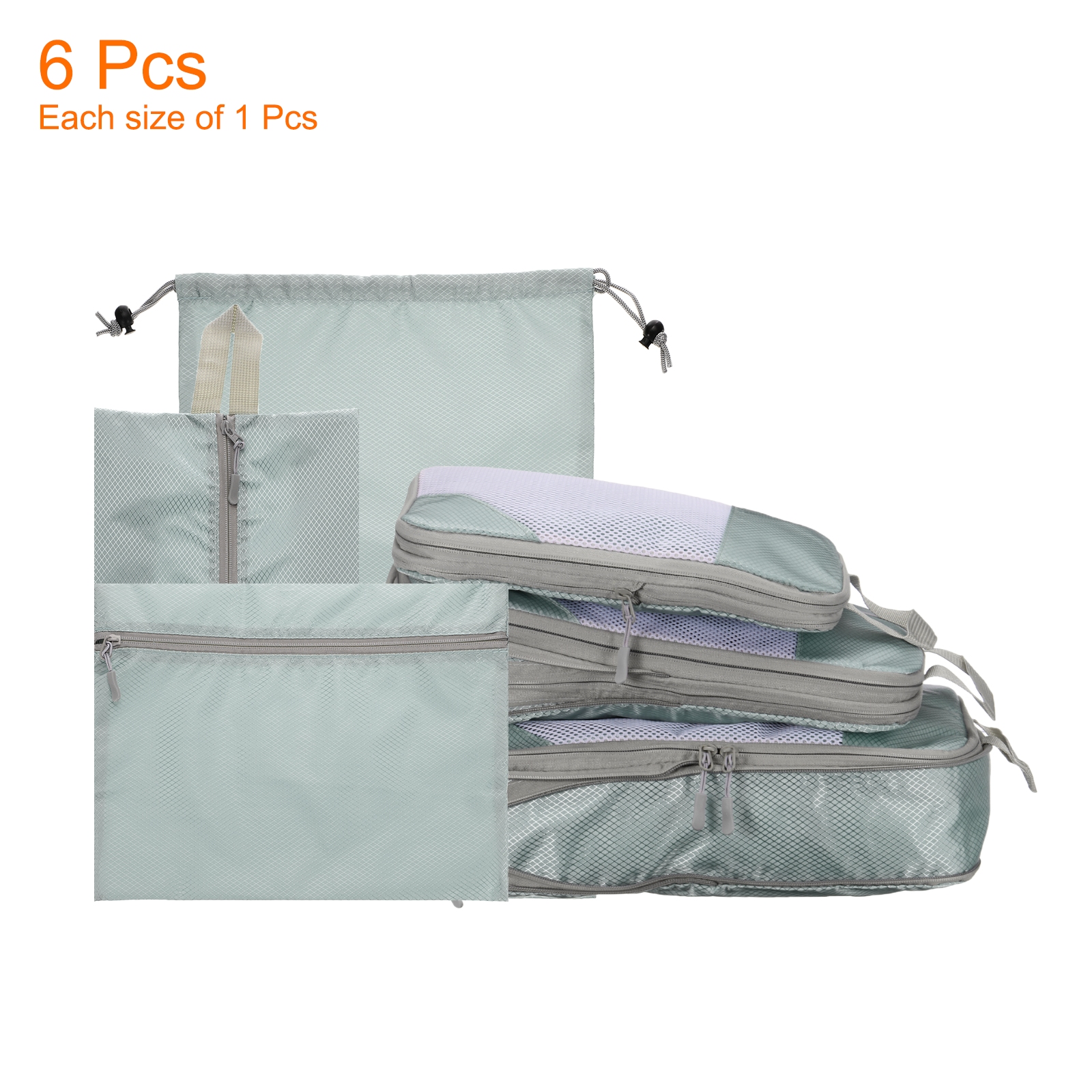 Uxcell 20cm 25cm 30cm 34cm 22cm 33cm Oxford Cloth Compression Packing Cube Travel Luggage Organizers 6 Pcs Grey