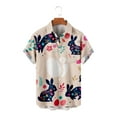 thumbnail image 6 of Hawaiian T-shirts for Men- Easter Rabbit Short Sleeve Beach Tops Bunny Printed Lapel Loose Tops Tops with Pocket, #6, Adult-4XL, 6 of 8