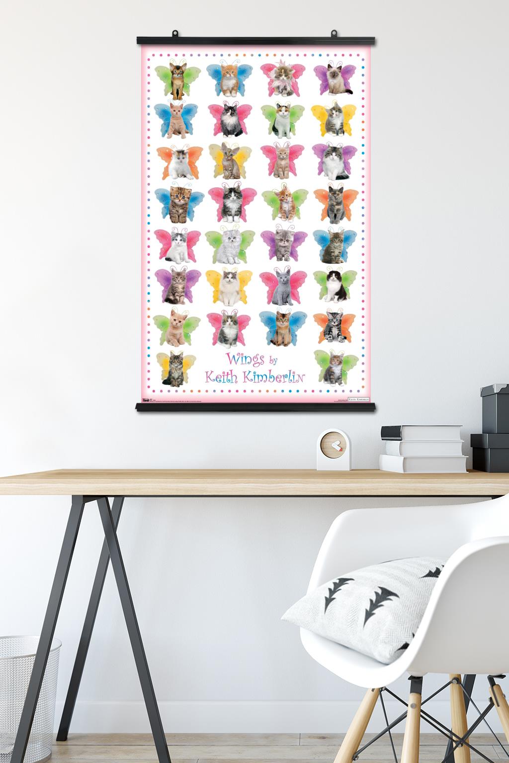 Keith Kimberlin - Kittens with Butterfly Wings Wall Poster, 22.375" x 34"