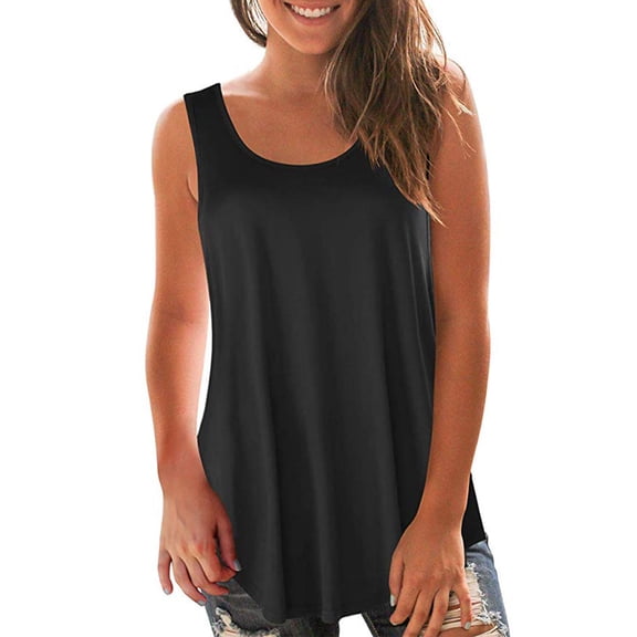 Womens Halter Tops Casual Summer O Neck Vest Shirt Blouse Tops Swing Loose Fit Sleeveless Tops For Women