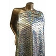 thumbnail image 5 of Shiny Holographic Foil Mermaid Scales Pattern on Black Stretch Nylon Spandex Shiny Tricot Fabric by The Yard (Silver), 5 of 5