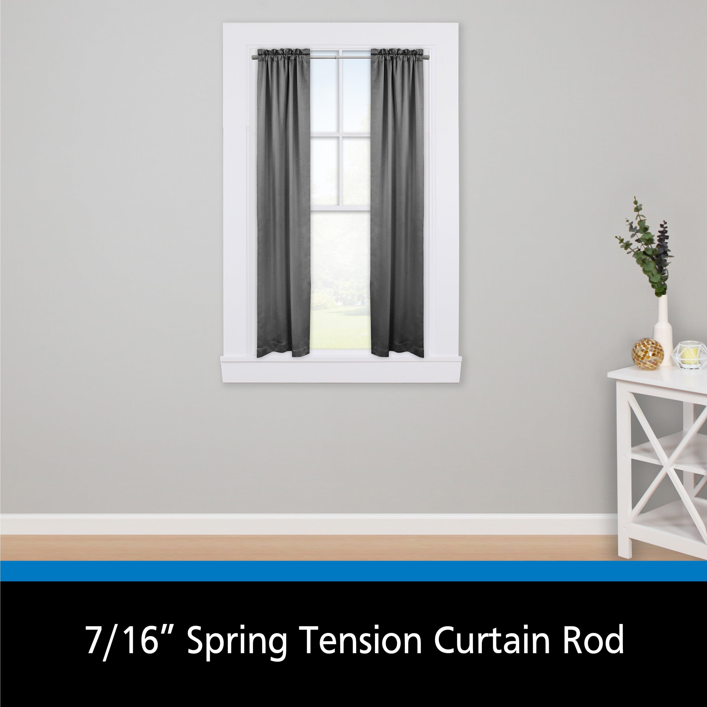 Mainstays 7/16" Adjustable Spring Tension Curtain Rod, 28-48", Chrome