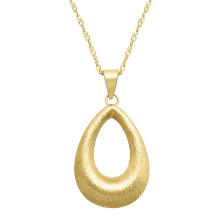 Simply Gold Open Puffed Teardrop Pendant Necklace in 14kt Gold