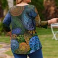 thumbnail image 3 of TQWQT Women's Plus Size Floral 3/4 Sleeve Tunic Top Soft Stretchy Blouse Casual Loose Fit for Leggings Jeans Daily Wear 2XL, 3 of 5