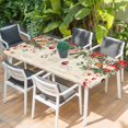 thumbnail image 2 of Christmas Table Cloths for 3 Foot Rectangle Tables, Xams Tree Winter Poinsettia Pine Cones Red Patio Waterproof Elastic Fitted Tablecloths, Washable Rectangular Table Cover for Camping, 2 of 8