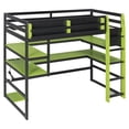 thumbnail image 5 of Twin Size Wood Loft Bed with Desk & RGB Lights, Gaming Loft Bed with Side Storage Rack, Multi-Storage Shelves & USB Ports, Space-Saving Bed for Teens Adults, Green, 5 of 8