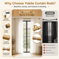 thumbnail image 4 of Yokila 1" Heavy Duty Curtain Rods for Windows 36-88 Inch Adjustable, Farmhouse Single Brown Rod with Decorative Floral Leaf Finials for Living Room Bedroom, 4 of 8