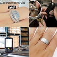 thumbnail image 4 of Wedding Ring Sets His And Hers Couples Women Sterling Silver moissanite Man Titanium Wedding Bands, 4 of 8