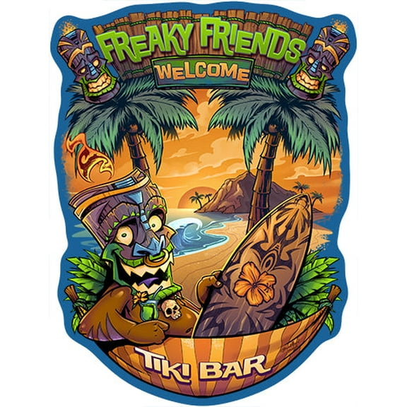 SignMission P-1014 Freaky Friends Tiki Bar Freaky Friends Tiki Bar Novelty Sign