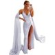 thumbnail image 3 of Vestidos largos de fiesta de lentejuelas de sirena brillantes para mujer, con abertura alta, cuello en V, tirantes finos con purpurina, vestidos formales de fiesta de noche, 3 of 5